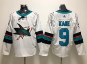 Wholesale Cheap Adidas Sharks #9 Evander Kane White Road Authentic Stitched NHL Jersey