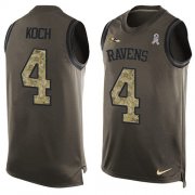 Wholesale Cheap Nike Ravens #4 Sam Koch Green Men's Stitched NFL Limited Salute To Service Tank Top Jersey