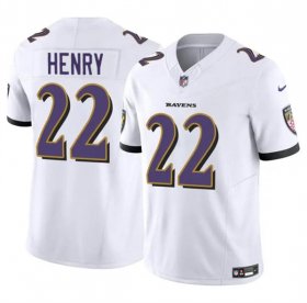 Cheap Men\'s Baltimore Ravens #22 Derrick Henry 2023 F.U.S.E. White Vapor Limited Football Stitched Jersey