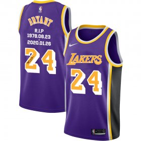 Wholesale Cheap Men\'s Los Angeles Lakers #24 Kobe Bryant Purple R.I.P Signature Swingman Jerseys
