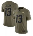 Wholesale Cheap Men's Los Angeles Chargers #13 Keenan Allen 2022 Olive Salute To Service Limited Stitched Jersey