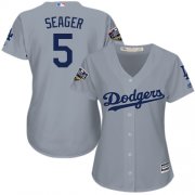 Wholesale Cheap Dodgers #5 Corey Seager Grey Alternate Road 2018 World Series Women's Stitched MLB Jersey