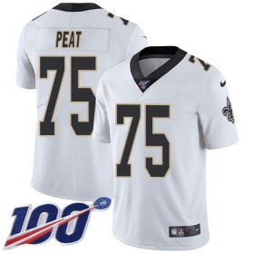 Wholesale Cheap Nike Saints #75 Andrus Peat White Youth Stitched NFL 100th Season Vapor Untouchable Limited Jersey