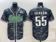 Cheap Men's Philadelphia Eagles #55 Brandon Graham Gray Camo With Super Bowl LVII Patch Cool Base Stitched Baseball Jersey