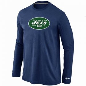 Wholesale Cheap Nike New York Jets Logo Long Sleeve T-Shirt Dark Blue