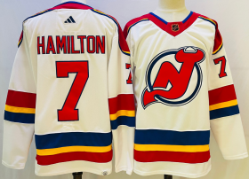 Cheap Men\'s New Jersey Devils #7 Dougie Hamilton White 2022 Reverse Retro Authentic Jersey