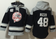 Wholesale Cheap Men's New York Yankees #48 Anthony Rizzo Navy Blue Ageless Must Have Lace Up Pullover Hoodie