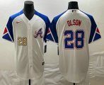 Cheap Men's Atlanta Braves #28 Matt Olson Number White 2023 City Connect Cool Base Stitched Jerseys