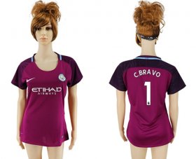 Wholesale Cheap Women\'s Manchester City #1 C.Bravo Away Soccer Club Jersey