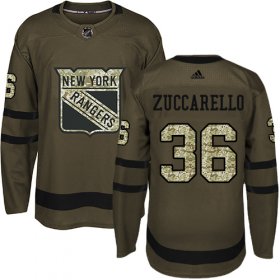 Wholesale Cheap Adidas Rangers #36 Mats Zuccarello Green Salute to Service Stitched NHL Jersey