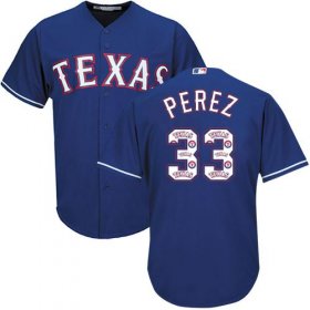 Wholesale Cheap Rangers #33 Martin Perez Blue Team Logo Fashion Stitched MLB Jersey