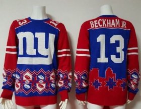 Wholesale Cheap Nike Giants #13 Odell Beckham Jr Royal Blue/Red Men\'s Ugly Sweater