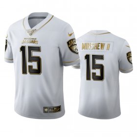 Wholesale Cheap Jacksonville Jaguars #15 Gardner Minshew II Men\'s Nike White Golden Edition Vapor Limited NFL 100 Jersey
