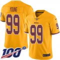 Wholesale Cheap Nike Redskins #99 Chase Young Gold Men's Stitched NFL Limited Rush 100th Season Jersey