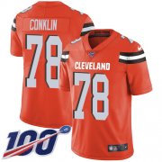 Wholesale Cheap Nike Browns #78 Jack Conklin Orange Alternate Youth Stitched NFL 100th Season Vapor Untouchable Limited Jersey