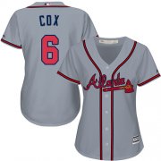 Wholesale Cheap Braves #6 Bobby Cox Grey Road Women's Stitched MLB Jersey