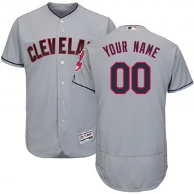 Wholesale Cheap Cleveland Indians Majestic Road Flex Base Authentic Collection Custom Jersey Gray