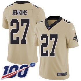 Wholesale Cheap Nike Saints #27 Malcolm Jenkins Gold Men\'s Stitched NFL Limited Inverted Legend 100th Season Jersey