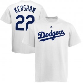 Wholesale Cheap Los Angeles Dodgers #22 Clayton Kershaw Majestic Official Name and Number T-Shirt White