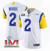 Wholesale Cheap Men's Los Angeles Rams #2 Robert Woods 2022 White Super Bowl LVI Vapor Limited Stitched Jersey