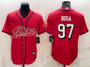 Wholesale Cheap Men's San Francisco 49ers #97 Nick Bosa Red Color Rush With Patch Cool Base Stitched Baseball Jersey