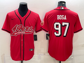 Wholesale Cheap Men\'s San Francisco 49ers #97 Nick Bosa Red Color Rush With Patch Cool Base Stitched Baseball Jersey