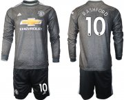 Wholesale Cheap Men 2020-2021 club Manchester united away long sleeve 10 black Soccer Jerseys