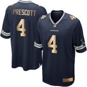 Wholesale Cheap Nike Cowboys #4 Dak Prescott Navy Blue Team Color Youth Stitched NFL Elite Gold Jersey