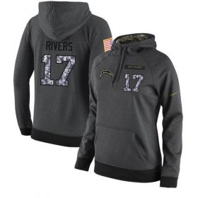 Wholesale Cheap NFL Women\'s Nike Los Angeles Chargers #17 Philip Rivers Stitched Black Anthracite Salute to Service Player Performance Hoodie