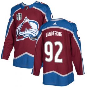 Wholesale Cheap Men\'s Colorado Avalanche #92 Gabriel Landeskog 2022 Burgundy Stanley Cup Final Patch Stitched Jersey