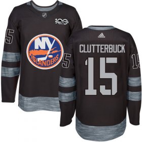 Wholesale Cheap Adidas Islanders #15 Cal Clutterbuck Black 1917-2017 100th Anniversary Stitched NHL Jersey