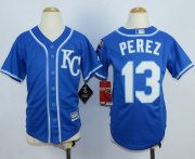 Wholesale Cheap Royals #13 Salvador Perez Blue Cool Base Stitched Youth MLB Jersey