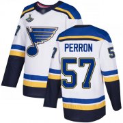 Wholesale Cheap Adidas Blues #57 David Perron White Road Authentic Stanley Cup Champions Stitched NHL Jersey
