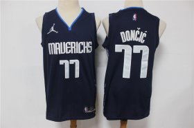 Wholesale Cheap Men\'s Dallas Mavericks #77 Luka Doncic Navy Blue Brand Jordan 75th Anniversary Diamond 2021 Stitched Jersey