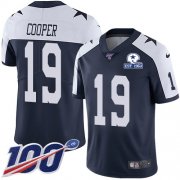 Wholesale Cheap Nike Cowboys #19 Amari Cooper Navy Blue Thanksgiving Men's Stitched With Established In 1960 Patch NFL 100th Season Vapor Untouchable Limited Throwback Jersey