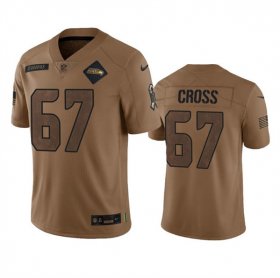 Cheap Men\'s Seattle Seahawks #67 Charles Cross 2023 Brown Salute To Service Limited Football Stitched Jersey