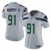 Cheap Women's Seattle Seahawks #91 Byron Murphy II 2024 Draft Gray Vapor Limited Football Stitched Jersey(Run Small)