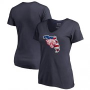 Wholesale Cheap Women's Jacksonville Jaguars NFL Pro Line by Fanatics Branded Navy Banner State V-Neck T-Shirt