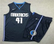 Wholesale Cheap Men's Dallas Mavericks #41 Dirk Nowitzki NEW Navy Blue 2020 NBA Swingman Stitched NBA Jersey With Shorts
