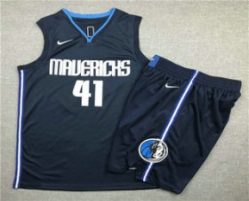 Wholesale Cheap Men\'s Dallas Mavericks #41 Dirk Nowitzki NEW Navy Blue 2020 NBA Swingman Stitched NBA Jersey With Shorts