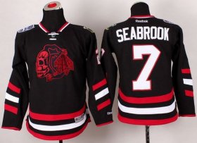 Wholesale Cheap Blackhawks #7 Brent Seabrook Black(Red Skull) 2014 Stadium Series Stitched Youth NHL Jersey