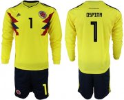 Wholesale Cheap Colombia #1 Ospina Home Long Sleeves Soccer Country Jersey