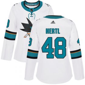 Wholesale Cheap Adidas Sharks #48 Tomas Hertl White Road Authentic Women\'s Stitched NHL Jersey