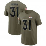 Wholesale Cheap Men's Denver Broncos #31 Justin Simmons 2022 Olive Salute to Service T-Shirt