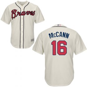Wholesale Cheap Braves #16 Brian McCann Cream Cool Base Stitched Youth MLB Jersey