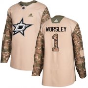 Wholesale Cheap Adidas Stars #1 Gump Worsley Camo Authentic 2017 Veterans Day Stitched NHL Jersey