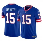 Cheap Men's New York Giants #15 Tommy DeVito Royal 2023 F.U.S.E. Throwback Limited Football Stitched Jersey