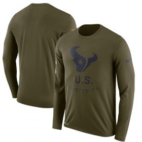 Wholesale Cheap Men\'s Houston Texans Nike Olive Salute to Service Sideline Legend Performance Long Sleeve T-Shirt