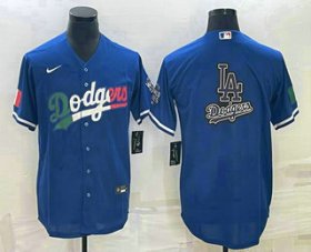 Cheap Men\'s Los Angeles Dodgers Big Logo Navy Blue Pinstripe Stitched MLB Cool Base Nike Jersey1