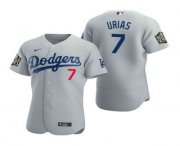 Wholesale Cheap Men's Los Angeles Dodgers #7 Julio Urias Gray 2020 World Series Authentic Flex Nike Jersey